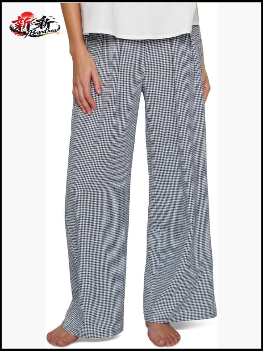 Linen Blend Relaxed Pants High Rise Straight Leg Casual